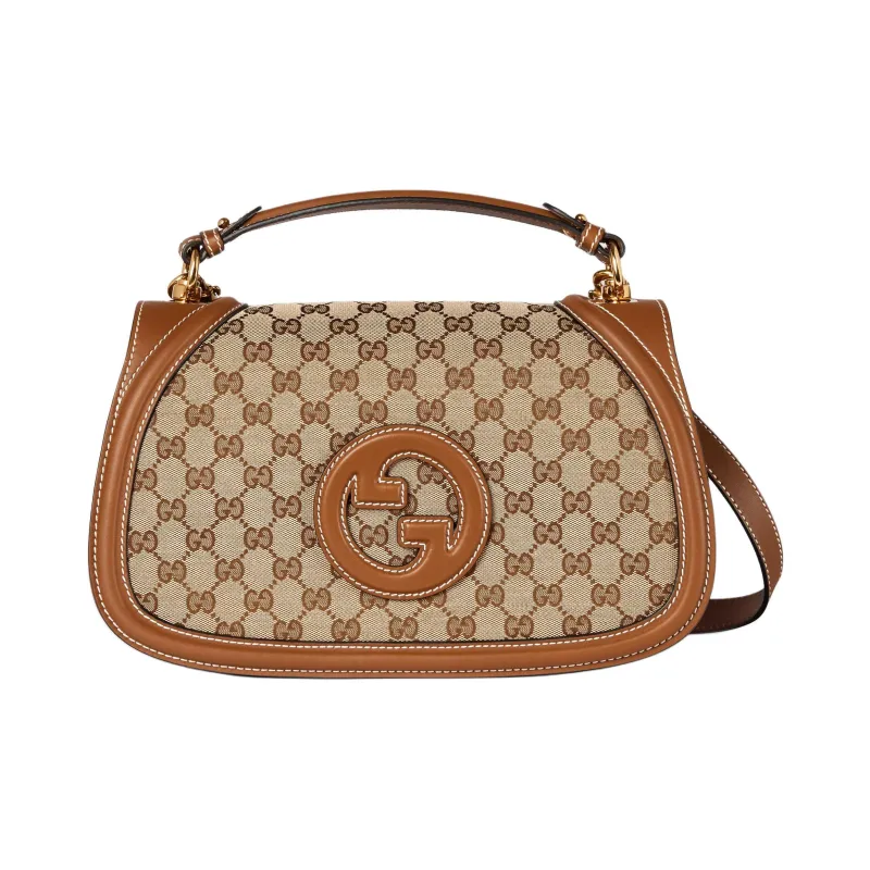 GUCCI Blondie Canvas Canvas Bag Shoulder Bag Crossbody Bag Handbag Medium Size Women's Beige & Dark Brown-0
