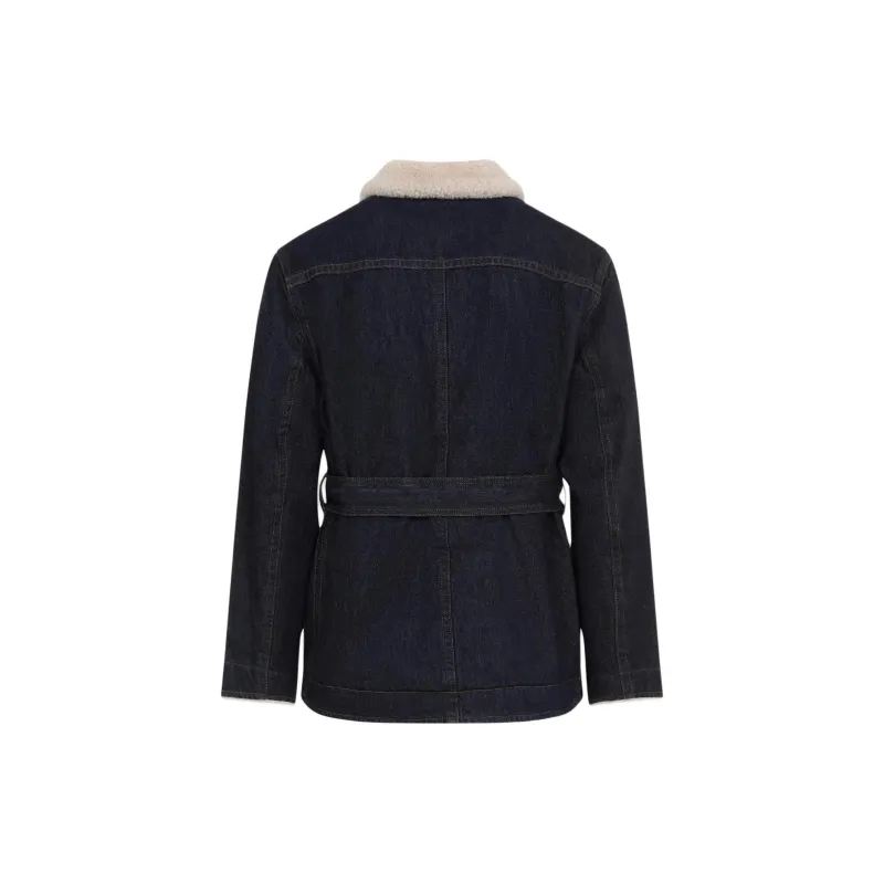 DRIES VAN NOTEN Faux Fur Collar Denim Jacket-1