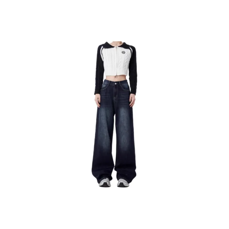 YINLEI Jeans Women's Dark Blue-2