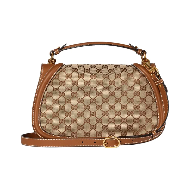 GUCCI Blondie Canvas Canvas Bag Shoulder Bag Crossbody Bag Handbag Medium Size Women's Beige & Dark Brown-3