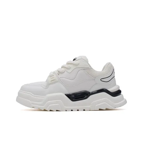 FAIRWHALE Wear Resistant Height Increasing Chunky Sneakers Men's White