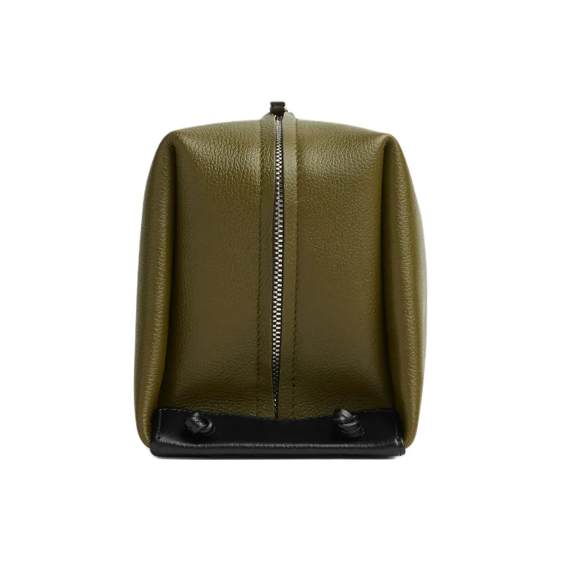 Bottega Veneta Calfskin Toiletry Bag Medium Size Men's Olive Oil & Black-1