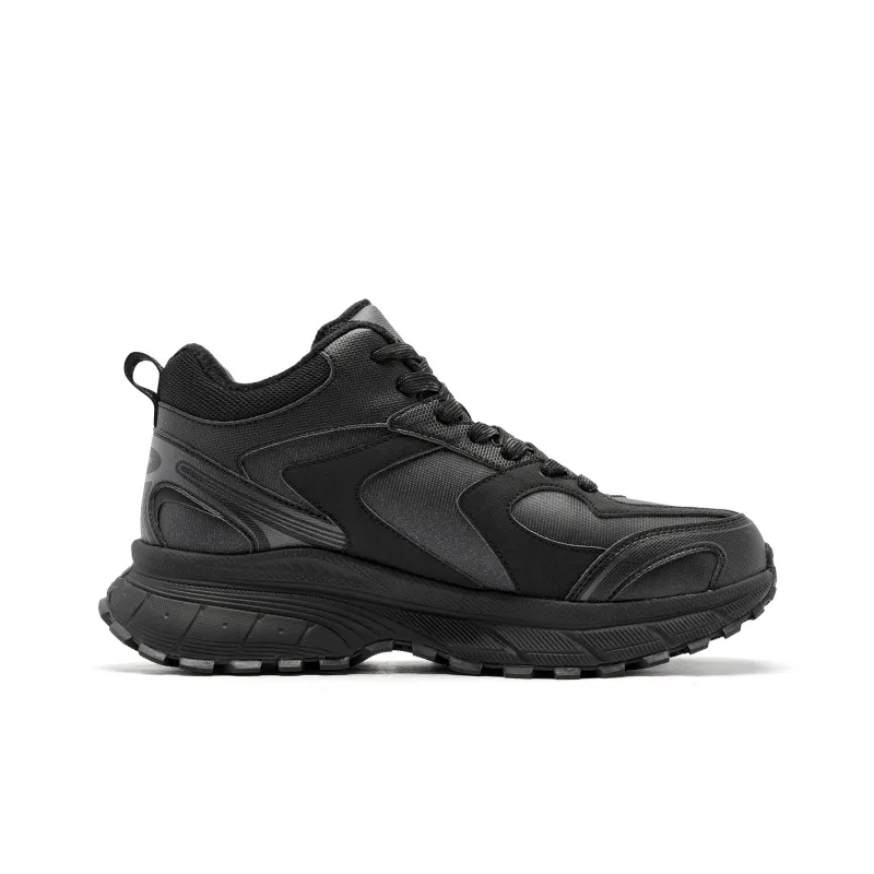 QIAODAN Warm Cushioning Height Increasing Wear Resistant Slip Resistant High Top Casual Shoes Men's Black-1