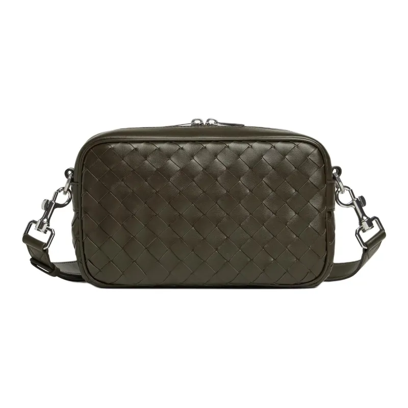 Bottega Veneta Calfskin Camera Bag Shoulder Bag Crossbody Bag Small Size Men's Khaki-0