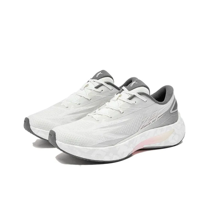 QIAODAN Flying Shadow 4.0 Cushioned Slip Resistant Low Top Casual Running Shoes Women's White Gray-3