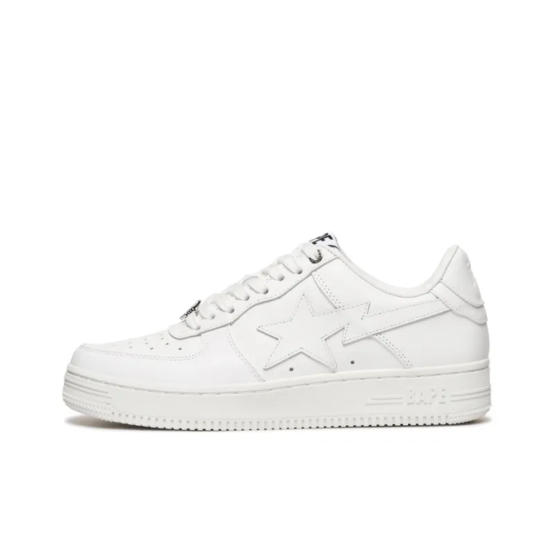 A BATHING APE STA Slip Resistant Low Top Skateboard Shoes Unisex White-0