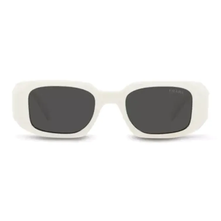 PRADA Acetate Rectangular Sunglasses Women's White-1