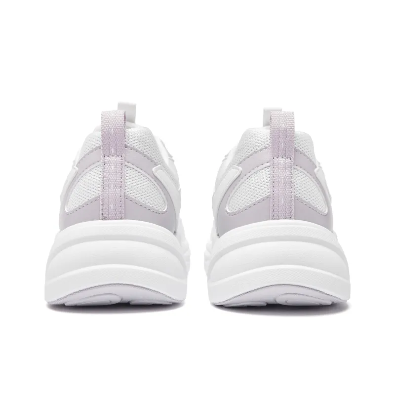 QIAODAN Cushioning Anti Slip And Wear Resistant Low Top Casual Running Shoes Women's White Purple-5