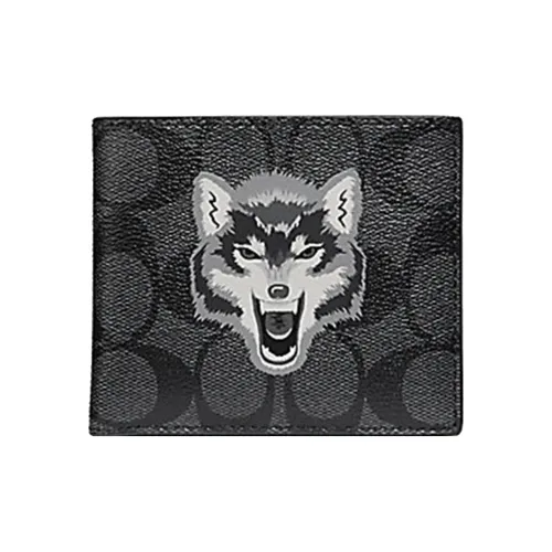 COACH Canvas Wallet Men's Black Gray