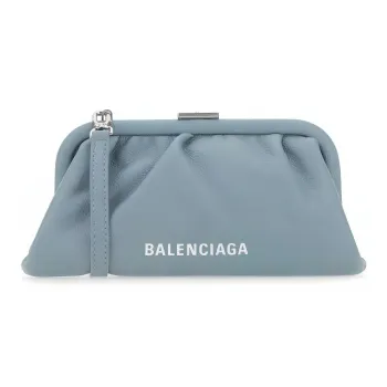 Balenciaga Cowhide Leather Clutch Women's Blue
