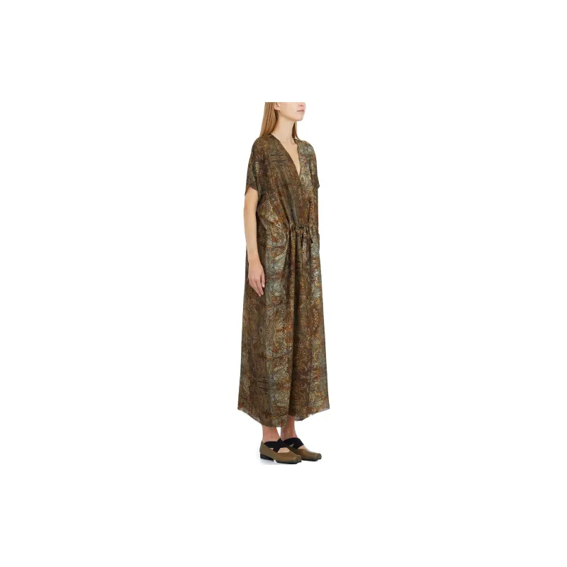 UMA WANG Floral Printed V Neck Dress-3