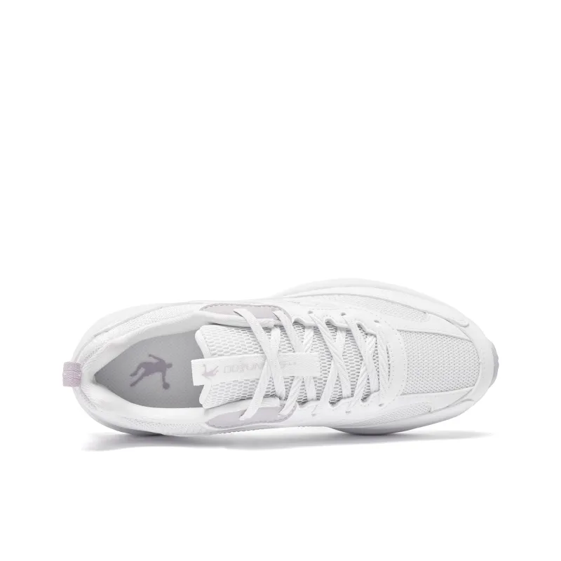 QIAODAN Cushioning Anti Slip And Wear Resistant Low Top Casual Running Shoes Women's White Purple-4