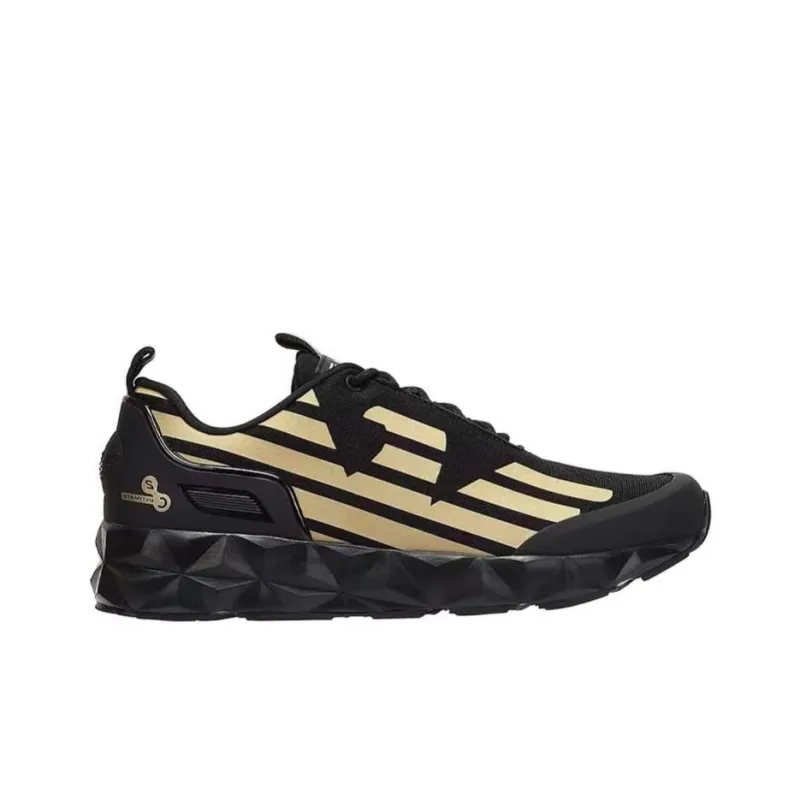 EMPORIO ARMANI EA7 Anti Slip And Wear Resistant Breathable Low Top Sports Casual Shoes Unisex Black-1