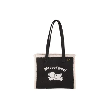 M&G SHOP Rich Dog Maltese Denim Tote Bag Shoulder Bag Regular Unisex Dark Blue