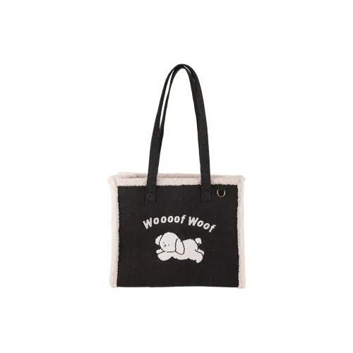 M&G SHOP Rich Dog Maltese Denim Tote Bag Shoulder Bag Regular Unisex Dark Blue