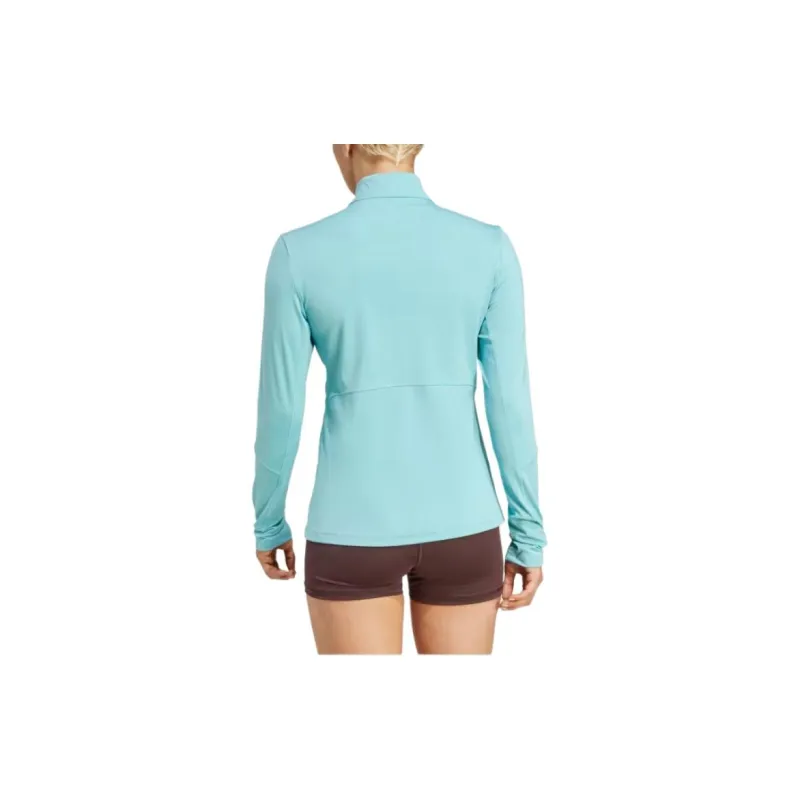 Adidas GymAEROREADY Hyperglam Training Quarter-Zip Track Top Workout Clothing Women's Mint-3