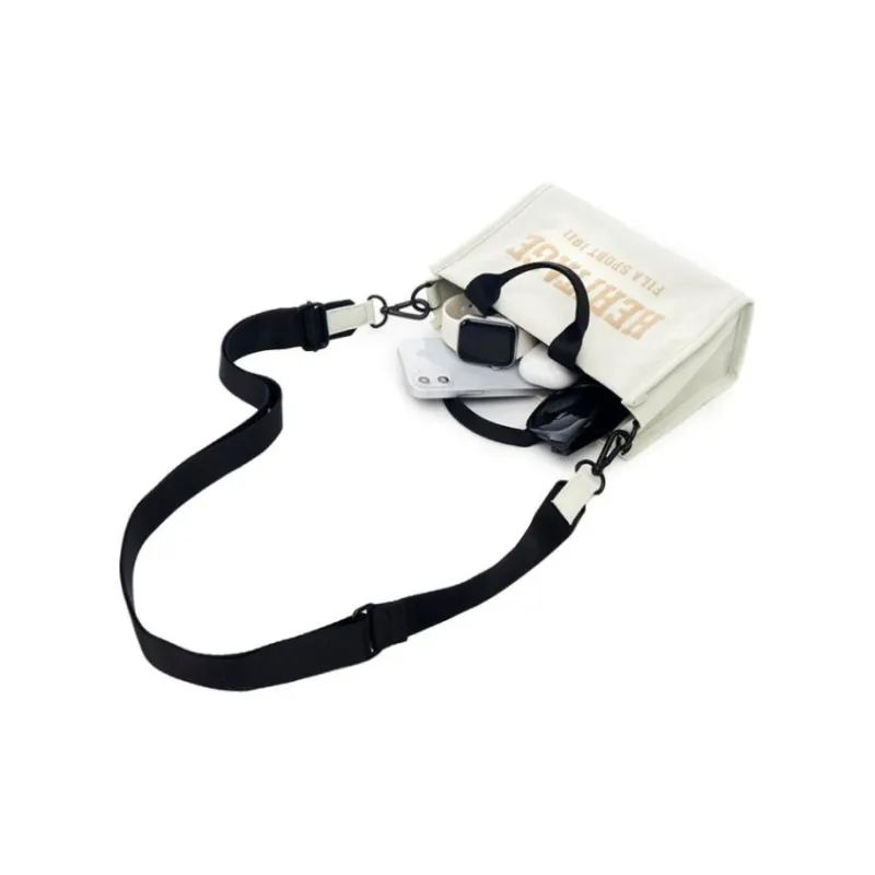 FILA Heritage Nylon Tote Bag Shopping Bag Shoulder Bag Crossbody Bag Handbag Mini Women's White-4