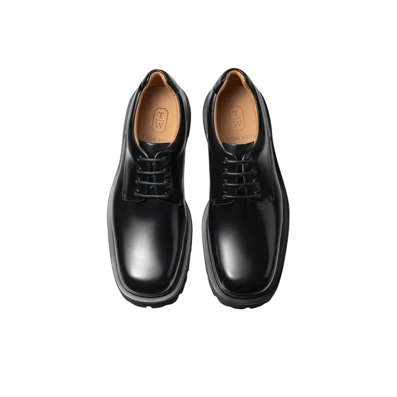 THOM WILLS Cleanfit Shiny Chunky Derby Shoes Casual Shoes 4cm Men's Black-2