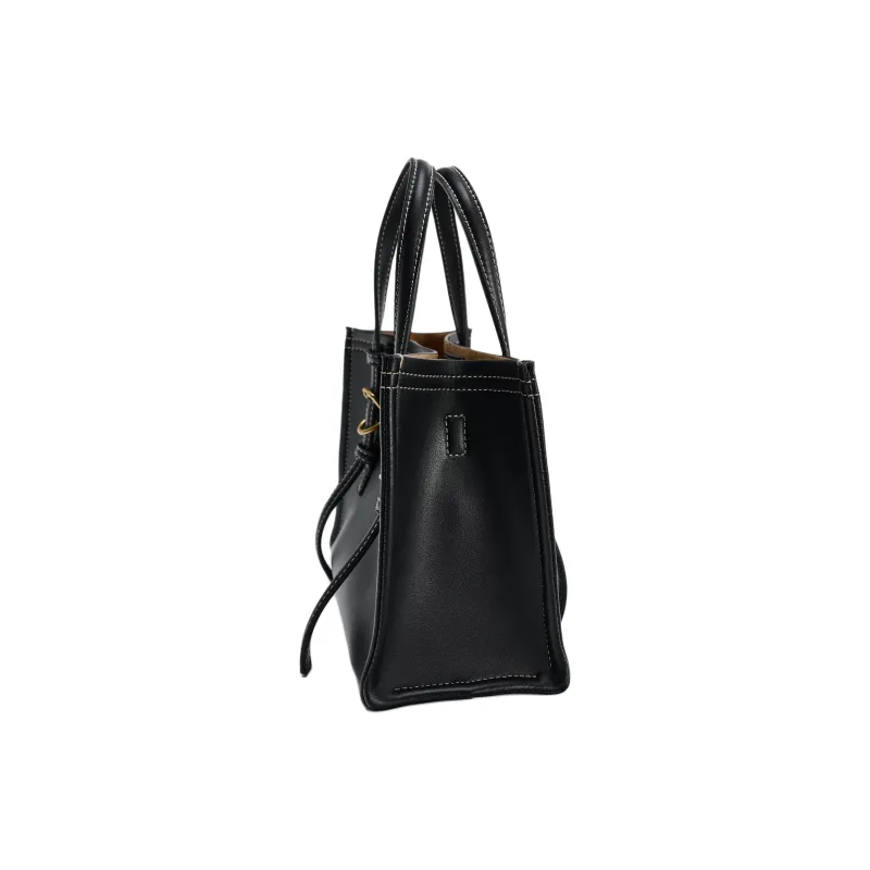 ZARA Polyurethane Tote Bag Shopping Bag Handbag Mini Women's Black-3