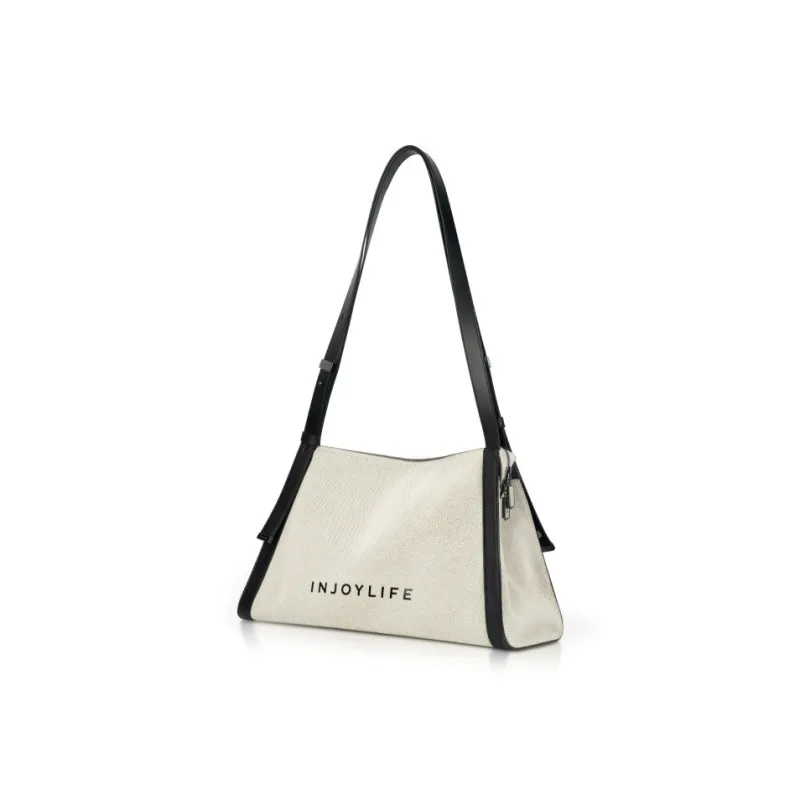 INJOYLIFE Canvas Tote Bag, Shoulder Bag Women's Ecru Multicolor-2