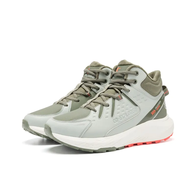 QIAODAN Casual Shoes Men High Top Lu Gray Green/Dark Tea Brown-2