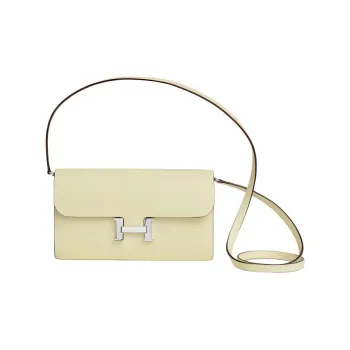HERMES Epsom Calfskin Shoulder Bag Crossbody Bag Wallet Women's Beige Yellow