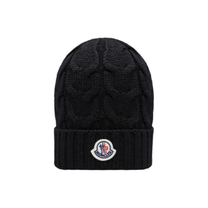 Moncler Logo Patch Cable Knitted Beanie-0