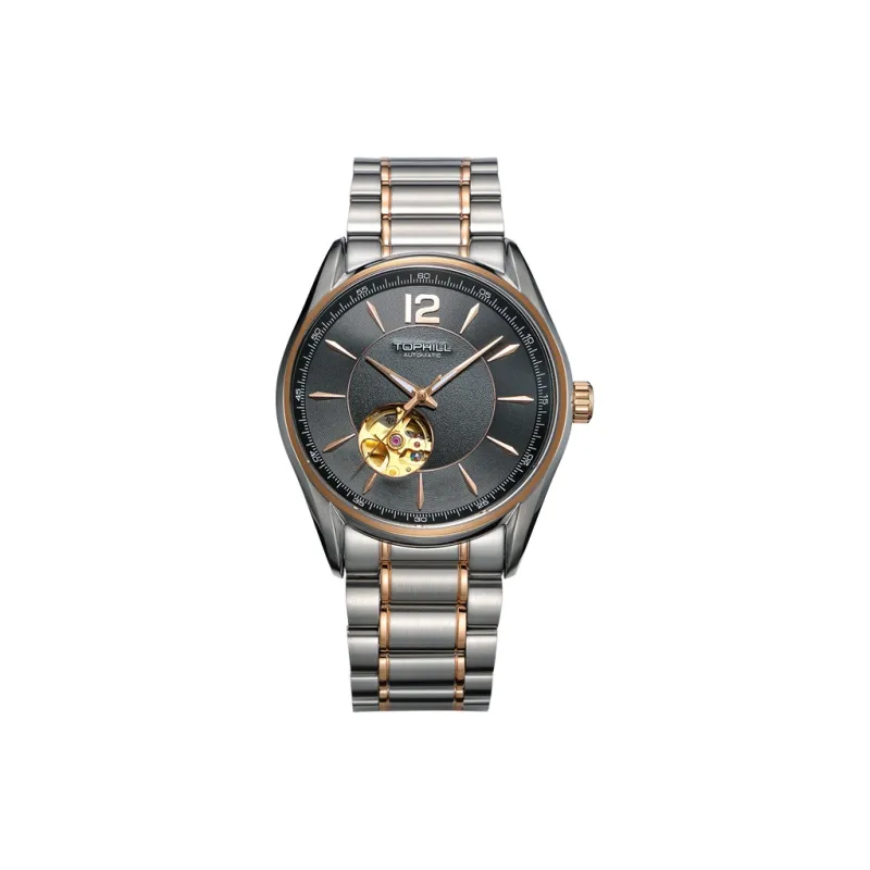 TOPHILL Automatic Mechanical Movement Stainless Steel Strap Watch Men's Watches White Dial-7
