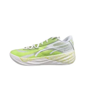 PUMA All Pro Nitro Cushioned Wear Resistant Water Resistant Low Top Basketball Shoes Men's Green Gray