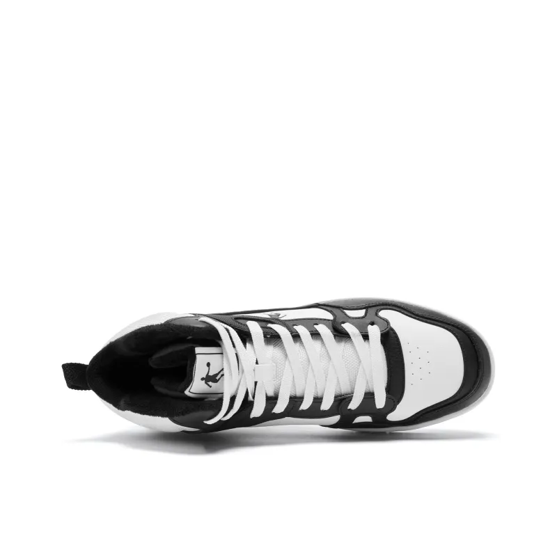 QIAODAN Thermal Slip Resistant And Abrasion Resistant Mid Top Skateboard Shoes Men's White Black-3