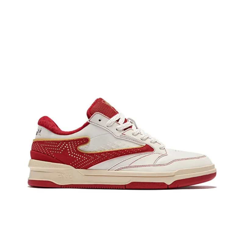 Erke No. 3 Single Non slip Lightweight Low Top Skateboard Shoes Men's Microcrystal White/Large Red-1