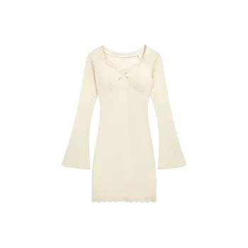 Long Sleeved Dress Women's Apricot Single Item