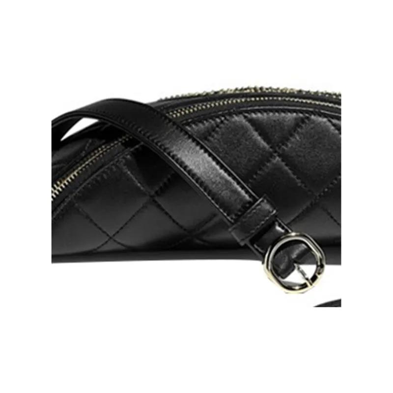 CHANEL Polished Lambskin Zip Bag, Chain Bag, Crossbody Bag, Fanny Pack Women's Black-5