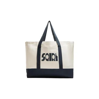 ZARA Cotton Tote Bag Shopping Bag Crossbody Bag Shoulder Bag Men's Beige & Marine Blue