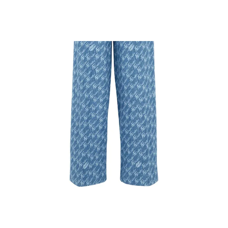 FENDI SS22 Casual Pants Women's Light Blue-4