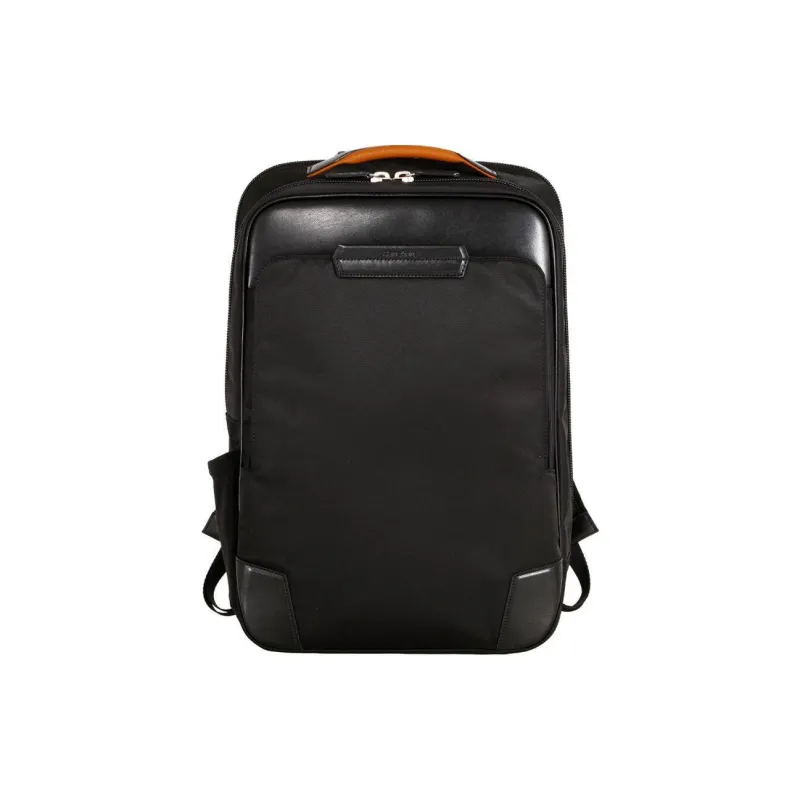SAMSONITE Recycled Polyester Cow Leather Patchwork Backpack Large Size Unisex Black & Orange-0