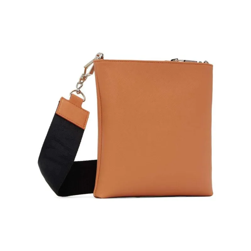 Vivienne Westwood Saffiano Artificial Leather Messenger Bag, Crossbody Bag, Shoulder Bag Men's Orange-2