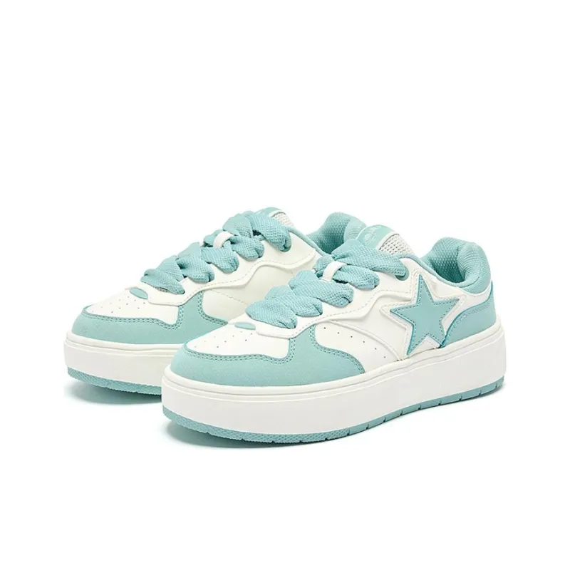 QIAODAN Anti Slip Wear Resistant Low Top Skateboard Shoes Women's Cyan White-1