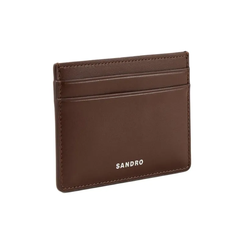 Sandro Cow Leather Card Holder Mini Men's Brown Yellow-1