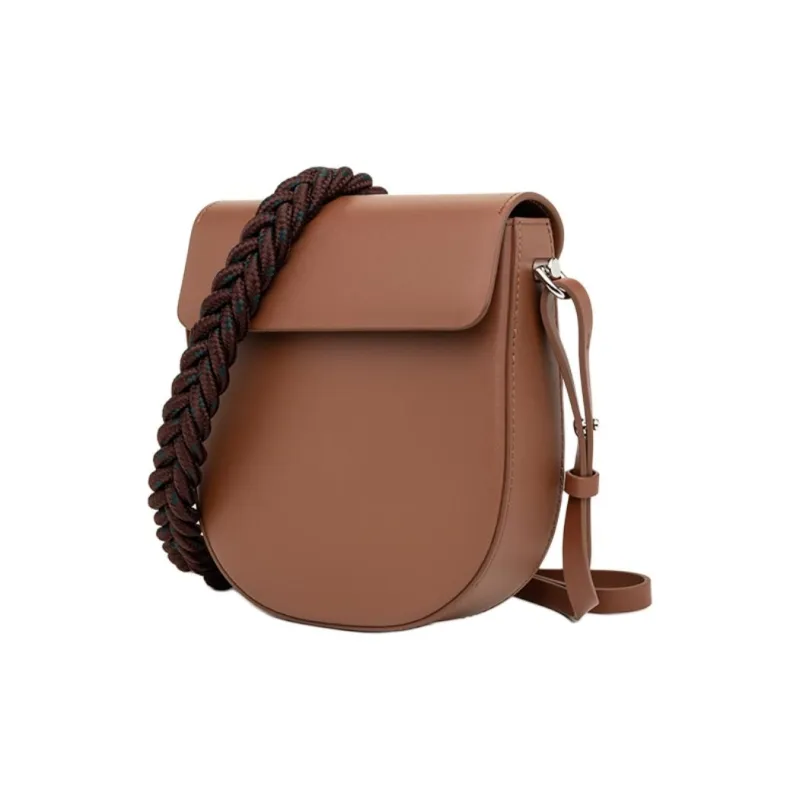 JESSIE&JANE Cow Leather Saddle Bag, Shoulder Bag, Crossbody Bag Unisex Dan Wheat Brown-1