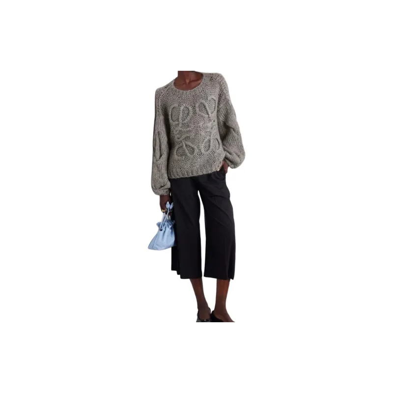 LOEWE Anagram Sweater 'Grey Melange'-4