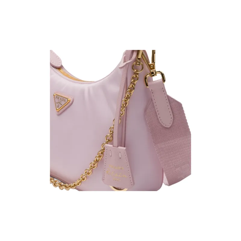 PRADA Re-Edition Fabric Hobo Bag Portable Crossbody Bag Shoulder Bag Mini Women's Snowflake Gypsum-3