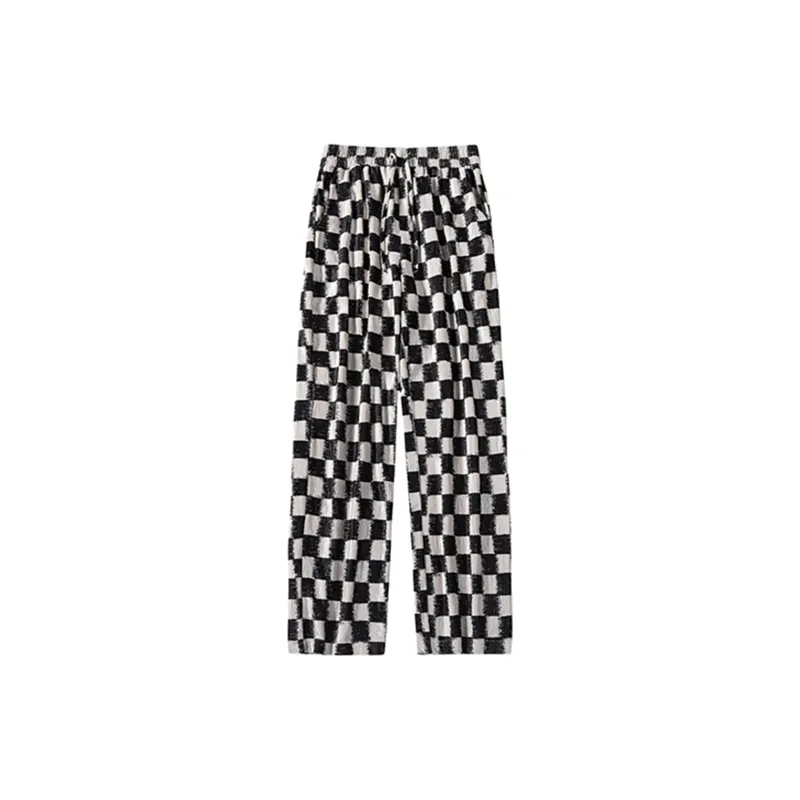 HELIPORT Casual Pants Unisex Black White Plaid-1