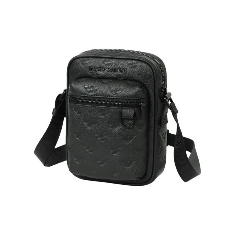 EMPORIO ARMANI Leather Crossbody Bag Shoulder Bag Men's Black-1