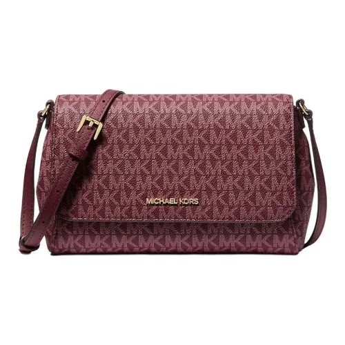 MICHAEL KORS Coated Canvas Shoulder Bag Crossbody Bag Medium Size Women's Ox Blood Color