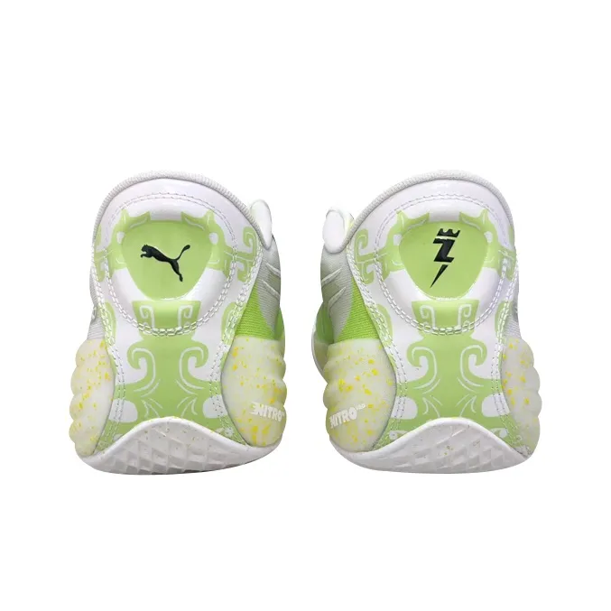 PUMA All Pro Nitro Cushioned Wear Resistant Water Resistant Low Top Basketball Shoes Men's Green Gray-4