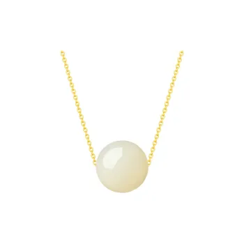 CHINA GOLD Necklace Comes With Gold-Plated S925 Sterling Silver Chain White Jade/Pale Greenish-White Jade Women's