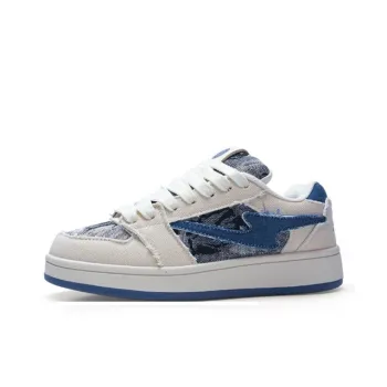 ABCYLM Coverage Slip Resistant Cushioning Impact Resistance Wear Resistant Low Top Skateboard Shoes Women's Denim Blue