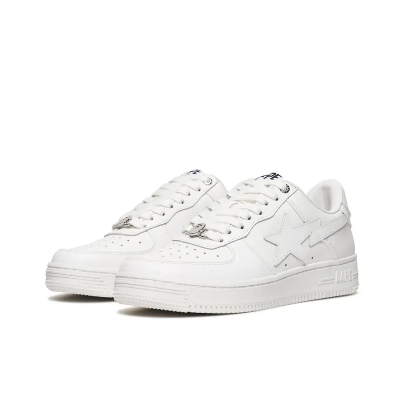 A BATHING APE STA Slip Resistant Low Top Skateboard Shoes Unisex White-2