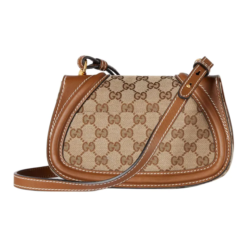 GUCCI Blondie Canvas Bag, Crossbody Bag, Shoulder Bag Mini Unisex Beige & Dark Brown-3